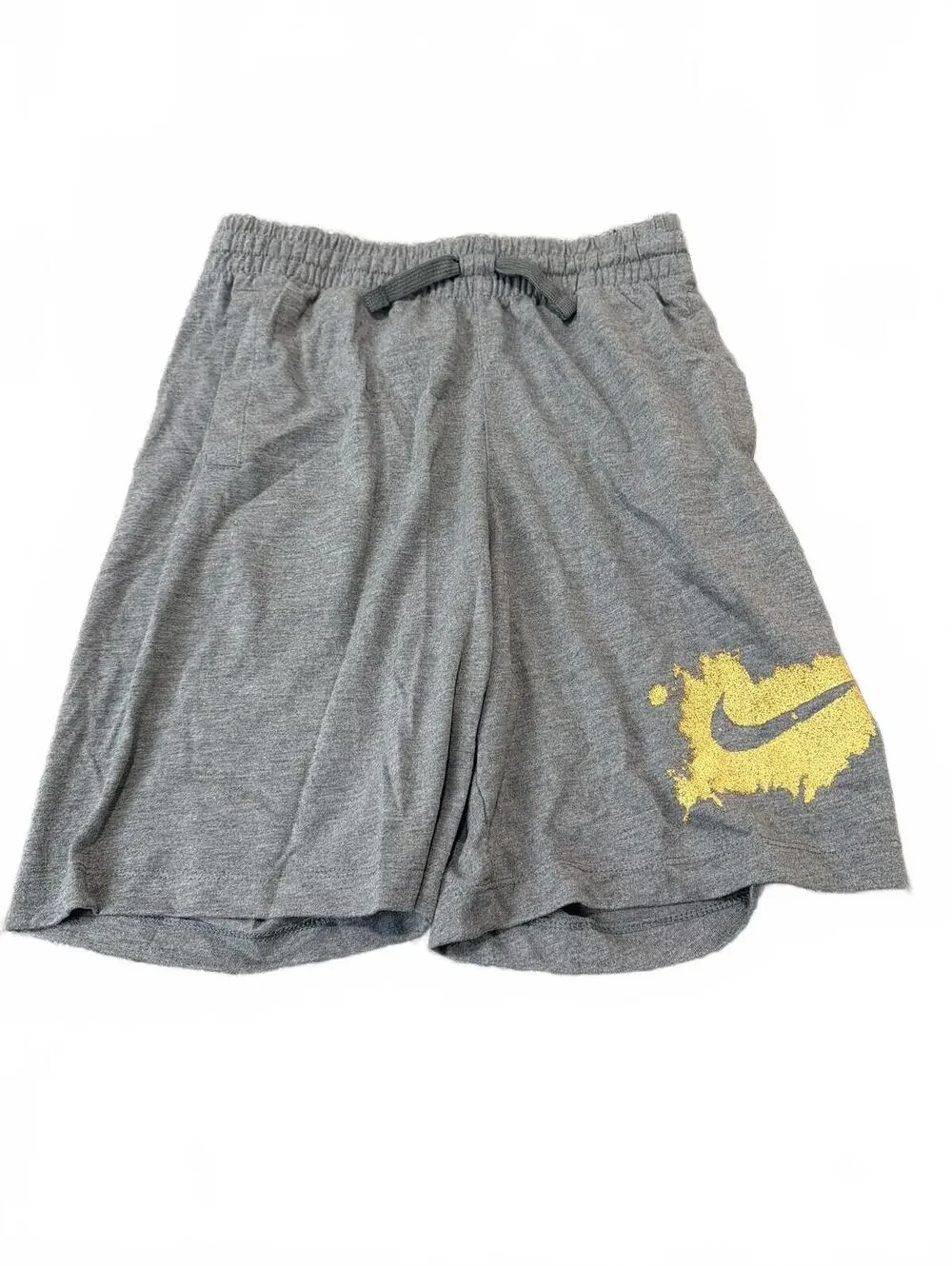 Nike Boys Sweatshorts XL Gray Yellow Logo Fleece